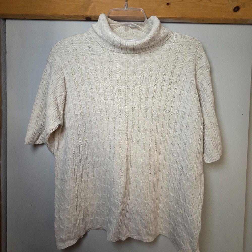 Robert Scott Womens Top Fisherman Linen Cotton Size XL Cable Knit Old Money